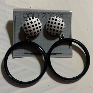 Vintage black and white polka dot post earrings